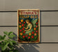 a tin sign with a fairy sitting on a bed of tulips