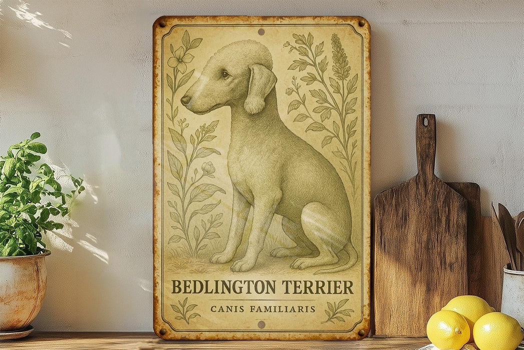 a picture of a dog sitting on a shelf