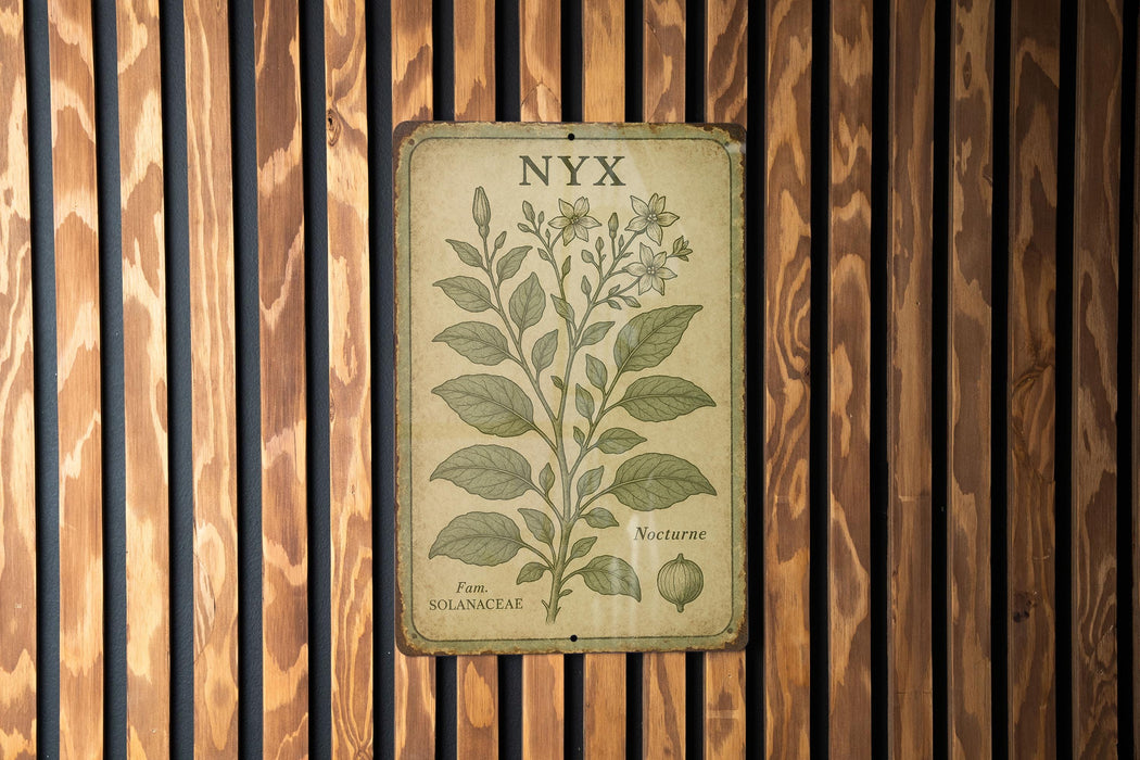 a picture of a wooden wall with a sign on it