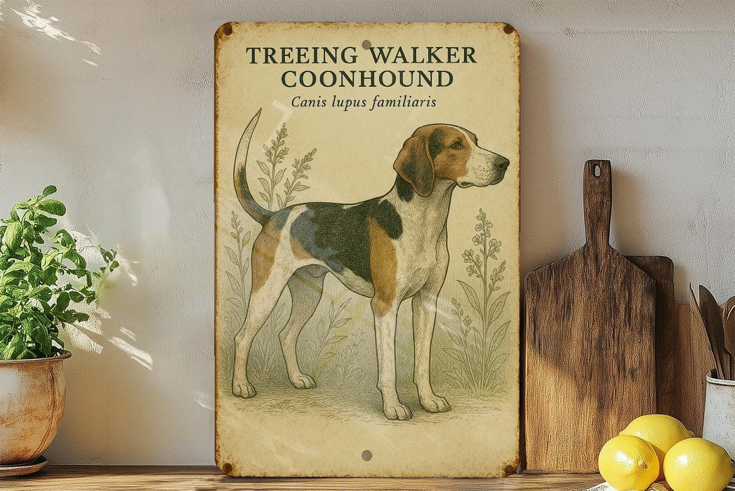 a picture of a dog on a wall next to a potted plant