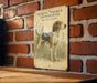 a picture of a dog on a brick wall
