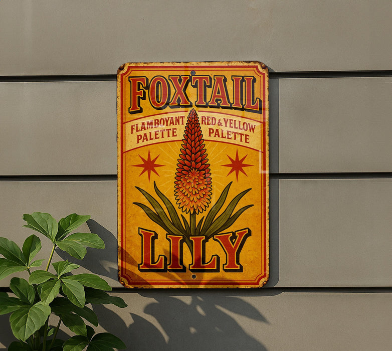 a sign on the side of a building that says foxtail lily