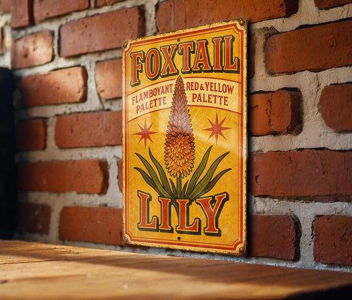 a sign on a brick wall that says foxtail lily