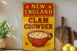 a sign that says new england clam chowder