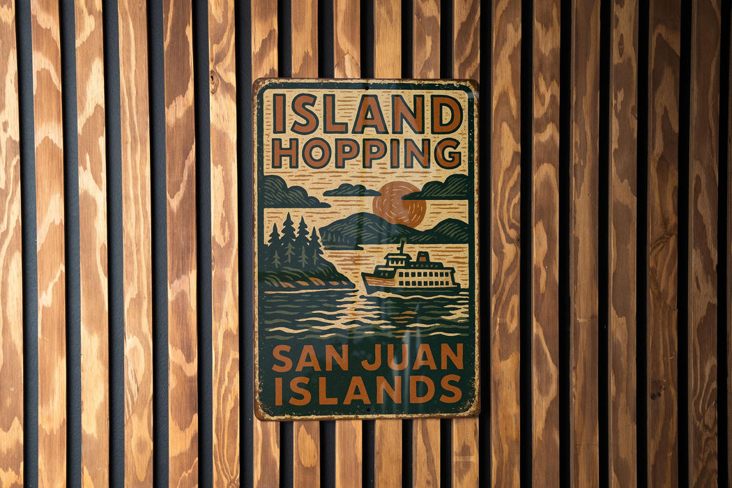a sign on a wooden wall that says island hopping