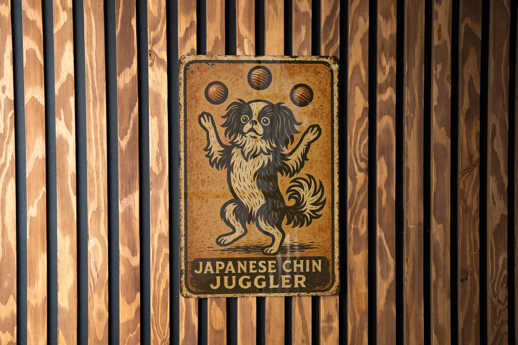 a sign on the side of a building that says japanese chin juggler