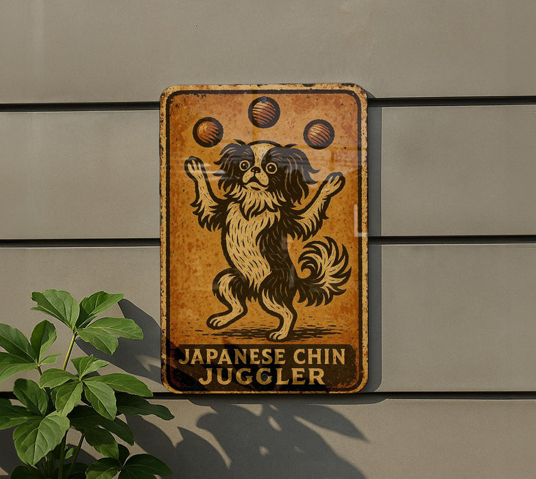 a sign on the side of a building that says japanese chin juggler