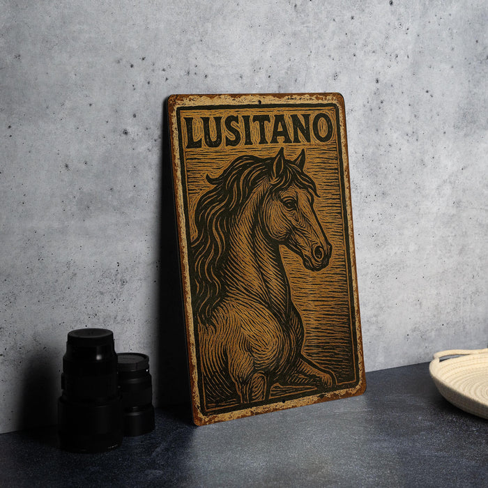 a wooden sign with a horse on it