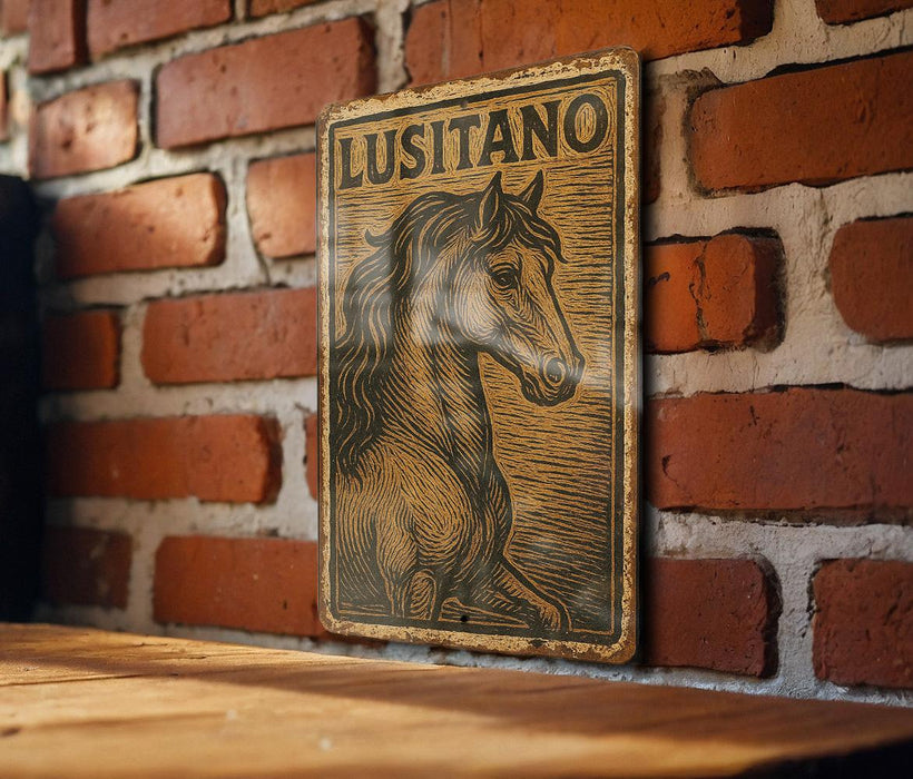 a picture of a horse on a brick wall