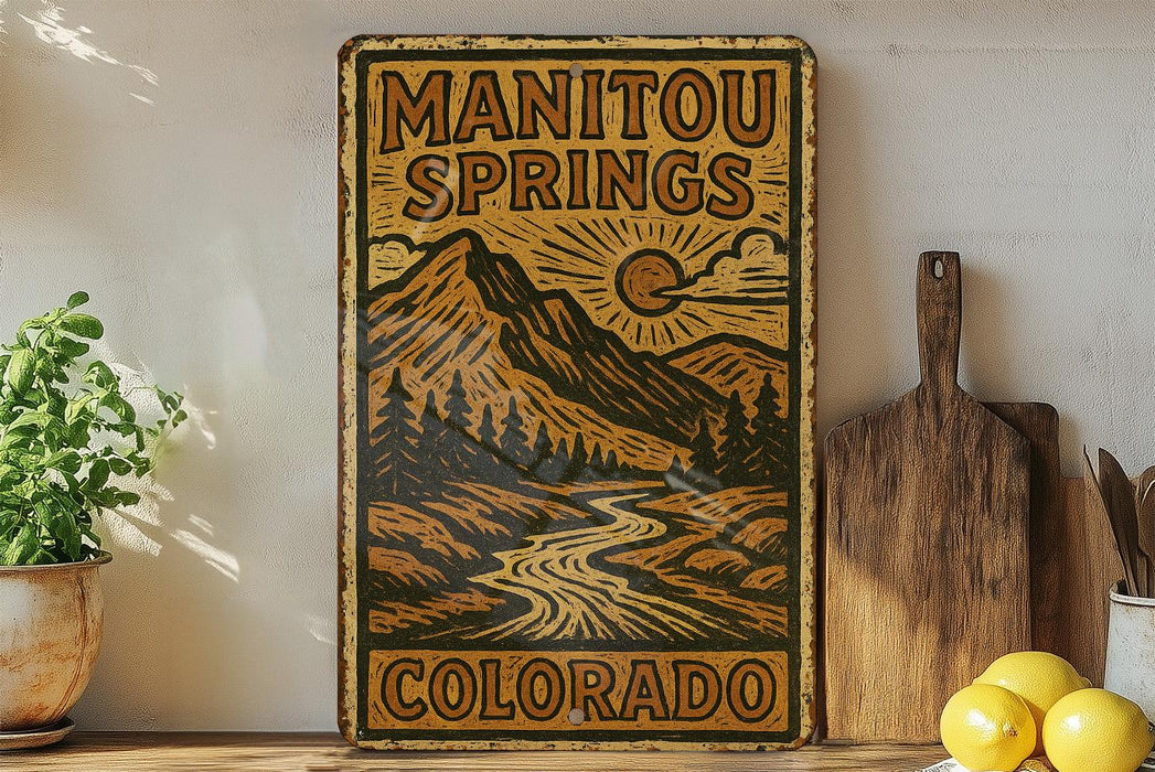 a picture of a sign that says manitou springs