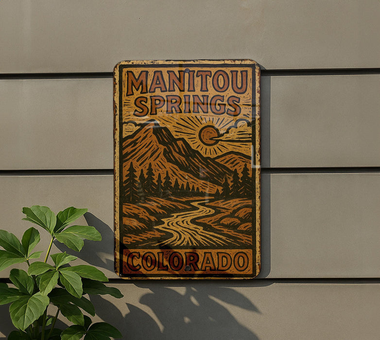 a sign on the side of a building that says manitou springs