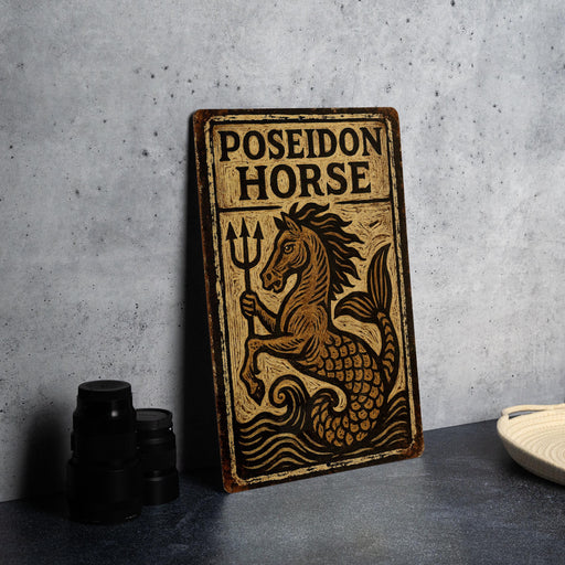 a close up of a sign on a table