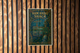 A vintage-style poster for Ham Radio Shack, featuring an antenna and radio equipment, is displayed on a wooden wall.