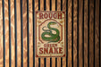 a poster with the text "ROUGH GREEN SNAKE" and an illustration of a green snake.