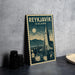 A framed poster of Reykjavik, Iceland, featuring a stylized illustration of the cityscape and the Reykjavik Cathedral.