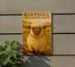 a sheep with a sheepdog, and the sheep is wearing a sheep hat.