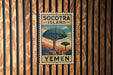 a vintage-style poster of Socotra Island, Yemen, with a tree illustration and the text "Yemen" below it.