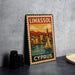 A vintage-style metal sign with a colorful illustration of a sailboat and a coastal town, with the text "LIMASSOL CYPRUS" prominently displayed.