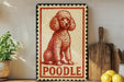 A vintage-style metal sign featuring a red poodle illustration, with the word "Poodle" written below the image.