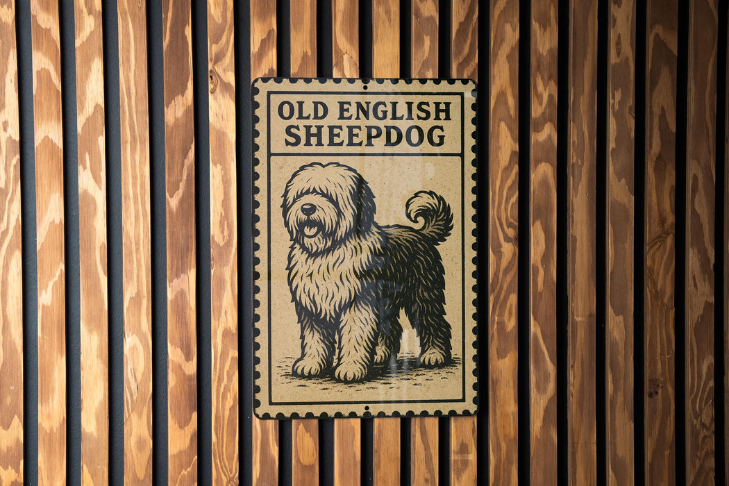a sign for an old English sheepdog.