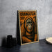 A metal sign featuring an illustration of an orangutan, with the text "ORANGUTAN 50¢" printed on it.