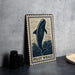 A framed illustration of a pilot whale on a wall, with a text label that reads "PILOT WHALE".
