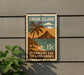 A vintage-style postage stamp from Union Island, featuring a palm tree and a mountain landscape, with the text "UNION ISLAND" and "15c" printed on it.