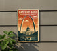 A vintage-style postage stamp featuring the Gateway Arch, a famous landmark in Gateway Arch National Park, with the text " Gateway Arch National Park USA" printed on it.