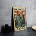 A metal sign featuring the Statue of Liberty and New York City skyline, with the text "NEW YORK CITY USA" printed on it.