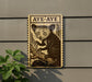 a wooden sign with a picture of a lemur, which is a type of primate, mounted on a wall.