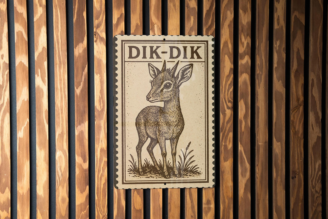 a wooden wall with a framed illustration of a deer, which is mounted on the wall.