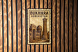 A postage stamp featuring the image of the Baku-Uzbechestan, a historic city in Uzbekistan.
