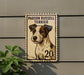 A vintage-style postage stamp featuring a portrait of a Parson Russell Terrier dog, with the text "Parson Russell Terrier" and "20c" printed on it.