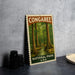 A metal sign with the text "CONGAREE NATIONAL PARK USA" and an illustration of a forest scene.