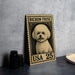 A wooden postcard featuring a Bichon Frise dog, with the text "BICHON FRISE" and "USA 25" printed on it.