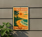 a vintage-style sign for Cox's Bazar, Bangladesh, with a tropical beach scene and palm trees.