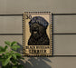 A sign featuring a black Russian Terrier dog, with the text "BLACK RUSSIAN TERRIER" printed on it.