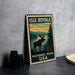 A metal sign with a moose and a scenic landscape, representing Isle Royale National Park in the USA.