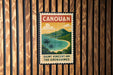 A vintage-style poster of Saint Vincent and the Grenadines, featuring a tropical beach scene with palm trees and a turquoise ocean.
