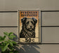 A sign for a Pyrenean Shepherd dog, with the price of 50 cents.
