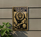 a large, detailed illustration of a golden lion, which is a type of primate, mounted on a wall.