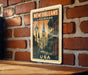 A vintage-style metal sign with the text "NEW ORLEANS LOUISIANA USA" displayed on a brick wall.