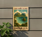 A vintage postage stamp depicting Lord Howe Island, Australia, with a tropical beach scene and palm trees.