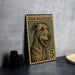 a framed illustration of an Irish Wolfhound dog, with a stamp-like border and the number 5 printed on it.