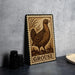 A metal sign featuring a detailed illustration of a grouse bird, with the word "Grouse" prominently displayed.
