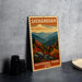 A vintage-style postage stamp depicting the scenic landscape of Shenandoah National Park, USA.