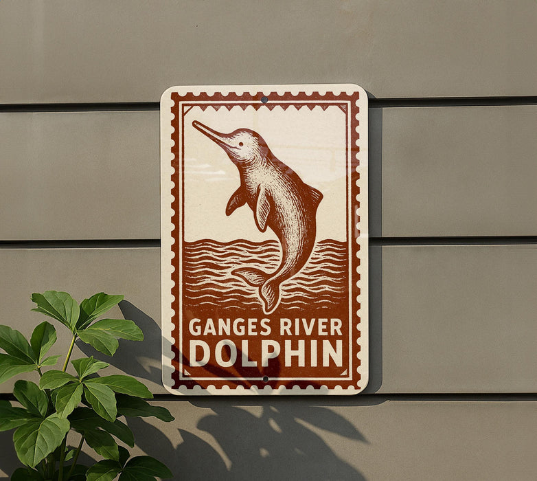 a sign for the Ganges River Dolphin, which is a type of dolphin found in the Ganges River in India.