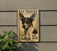 A postage stamp featuring a portrait of a Rat Terrier dog, with the text "RAT TERRIER" and "15c" printed on it.