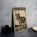 a wooden sign with a drawing of a goat, which is labeled "SAIGA ANTELOPE".