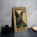 a wooden Australian Cattle Dog stamp on a table.